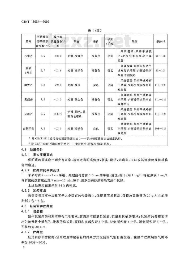 GB/T 15034-2009 芒果 贮藏导则