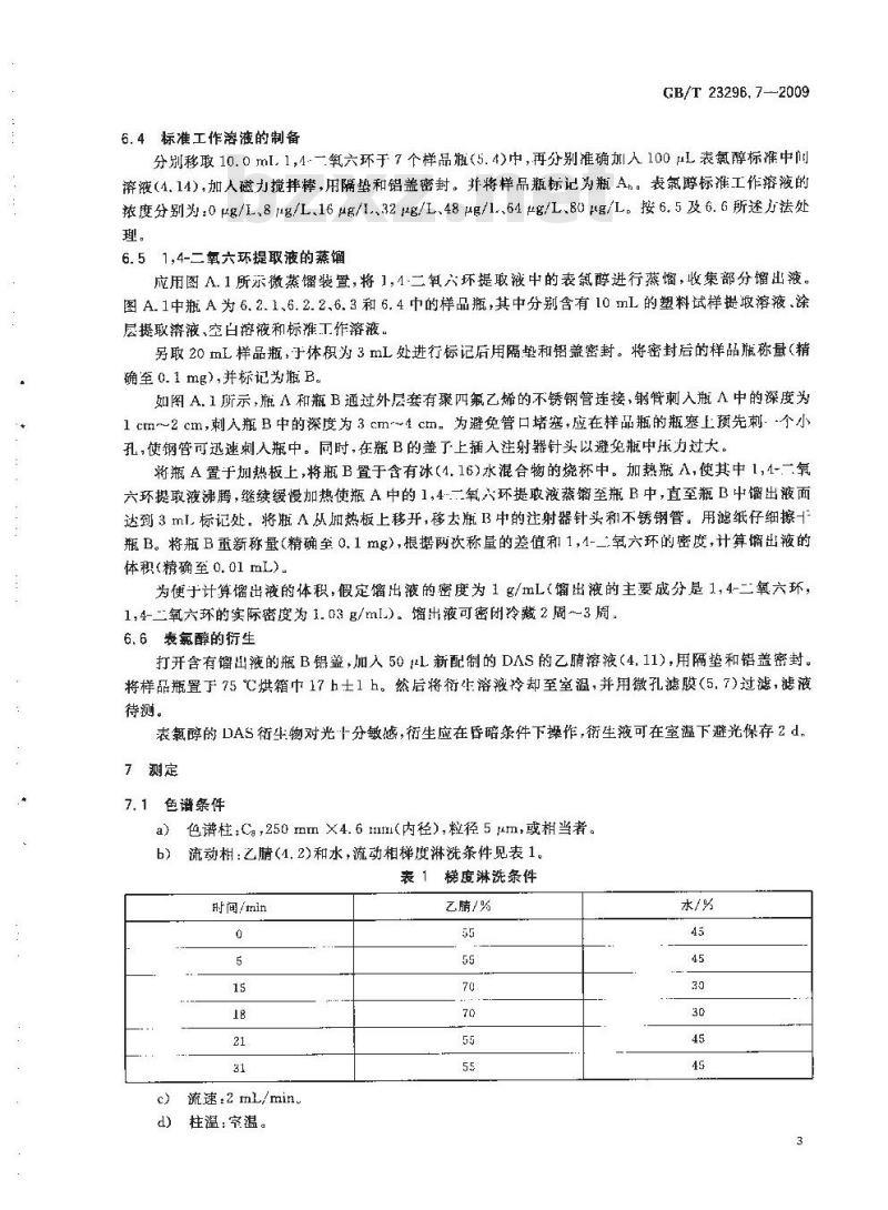 GB/T 23296.7-2009 食品接触材料 塑料中表氯醇含量的测定 高效液相色谱法
