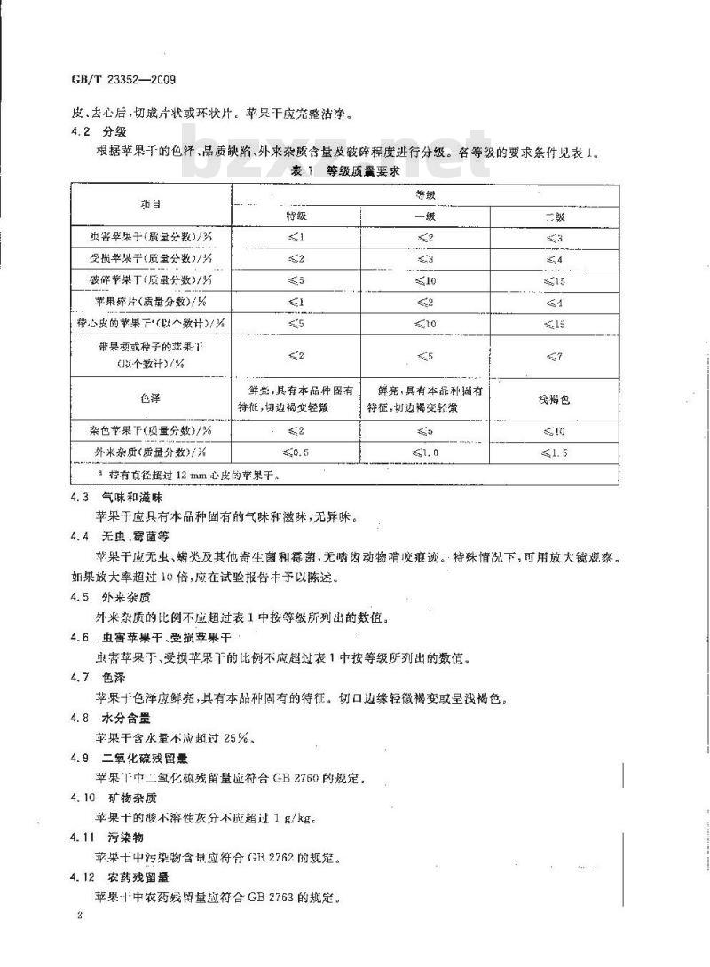 GB/T 23352-2009 苹果干 技术规格和试验方法