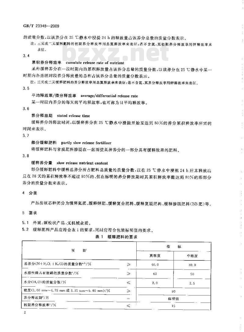 GB/T 23348-2009 缓释肥料