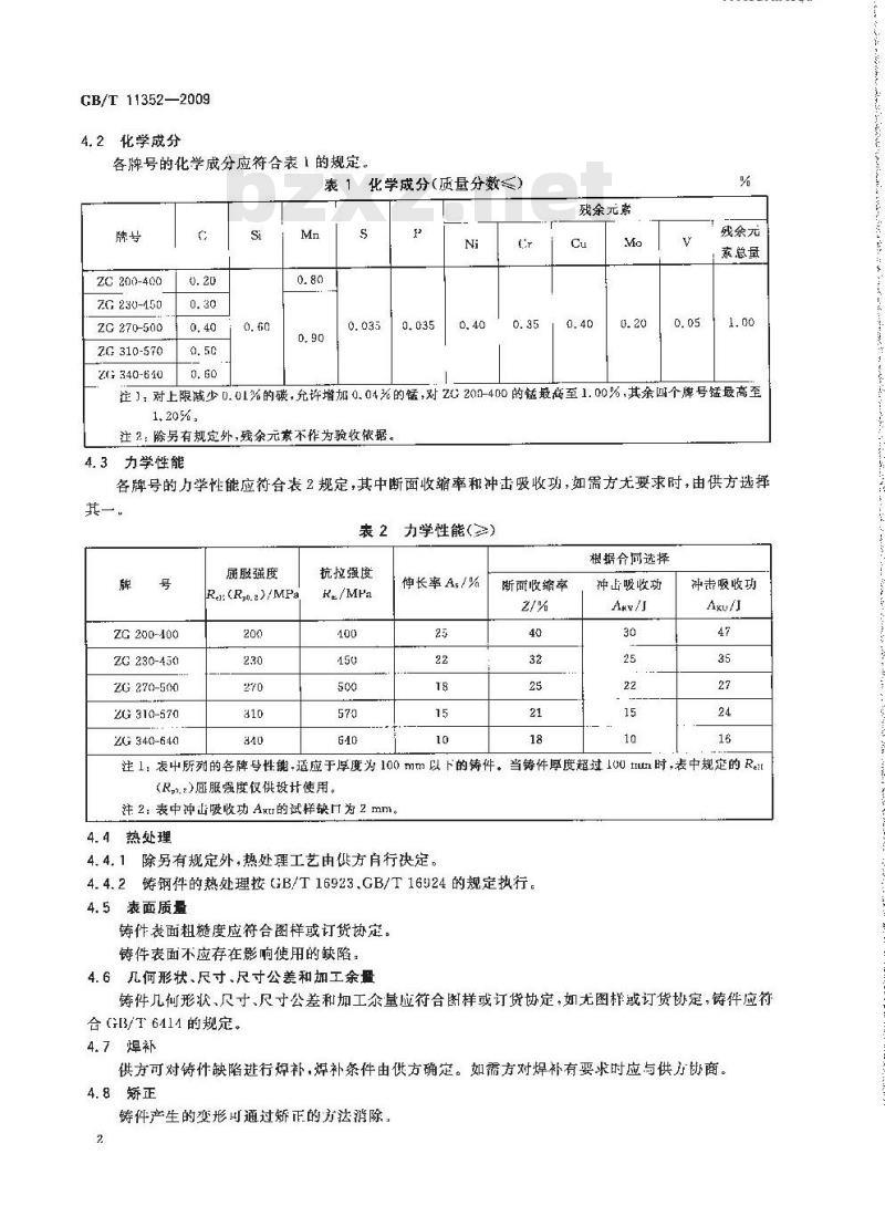 GB/T 11352-2009  一般工程用铸造碳钢件