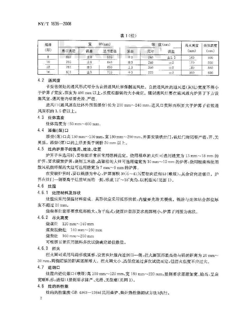 NY/T 1636-2008 高效预制组装架空炕连灶施工工艺规程