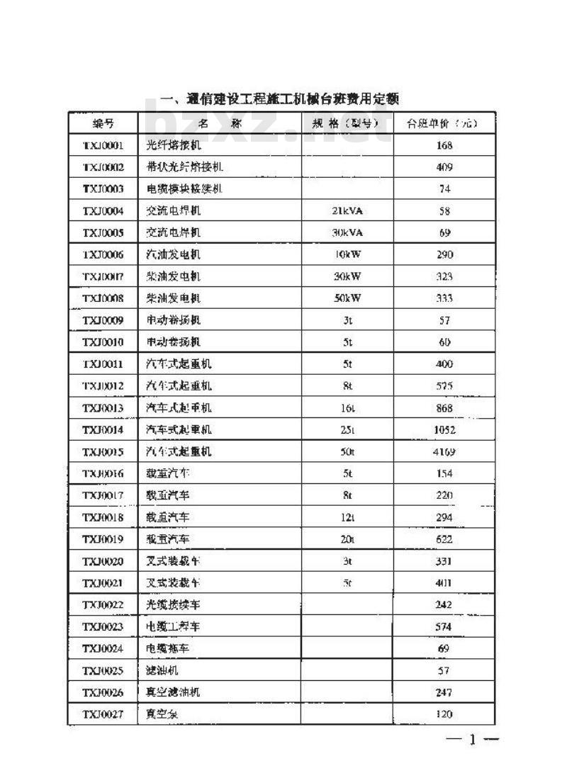 GXG 75-3-2008 通信建设工程施工机械、仪表台班费用定额
