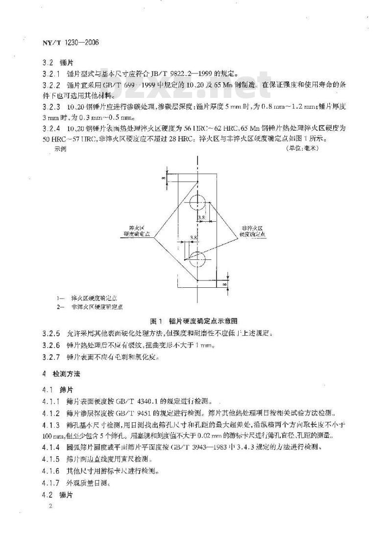NY/T 1230-2006 饲料粉碎机 筛片和锤片质量评价技术规范