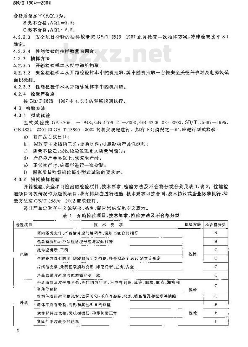 SN/T 1364-2004 进出口微波炉检验规程