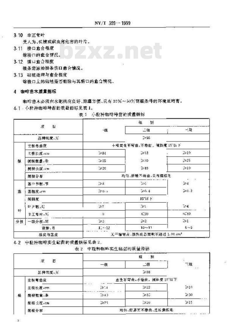 NY/T 359-1999 咖啡 种苗