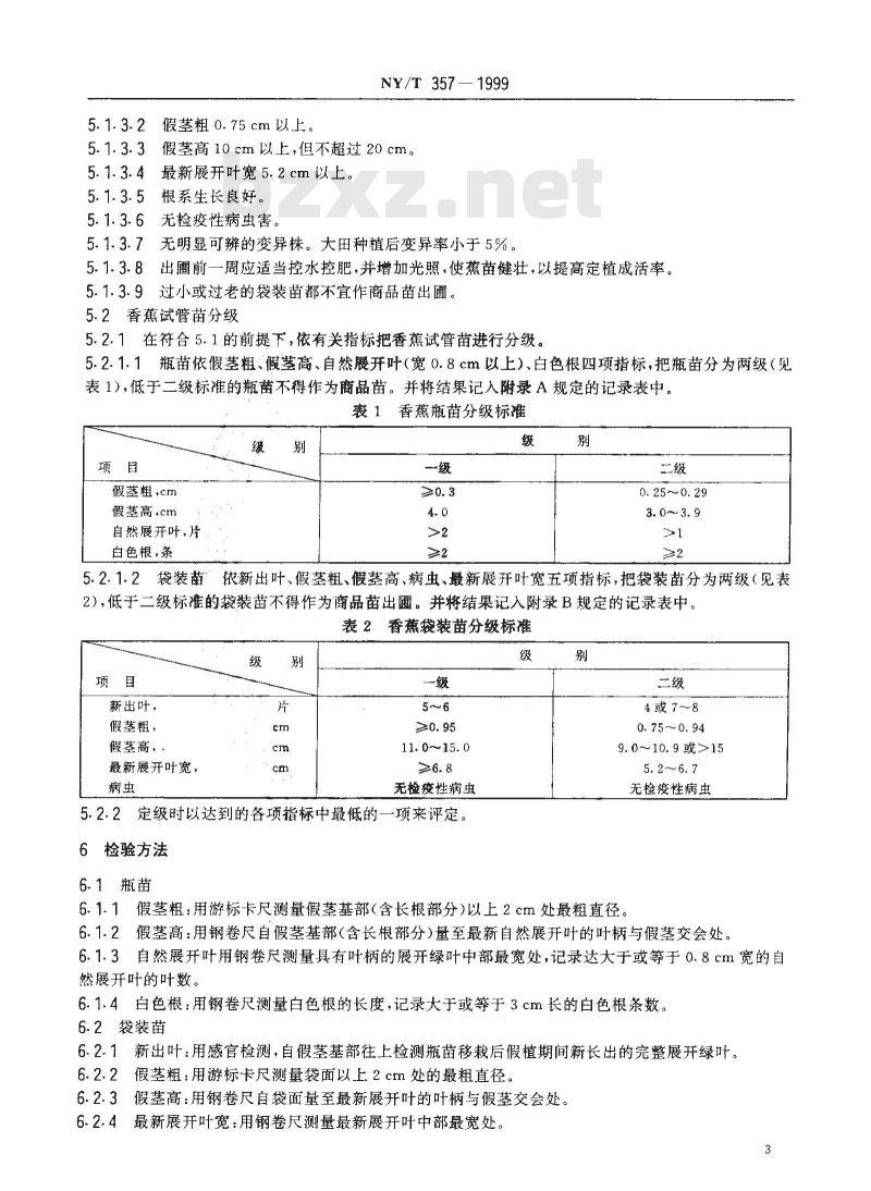 NY/T 357-1999 香蕉 组培苗