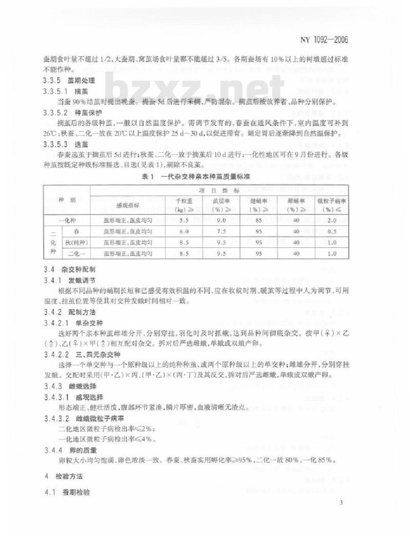 NY 1092-2006 柞蚕一代杂交种