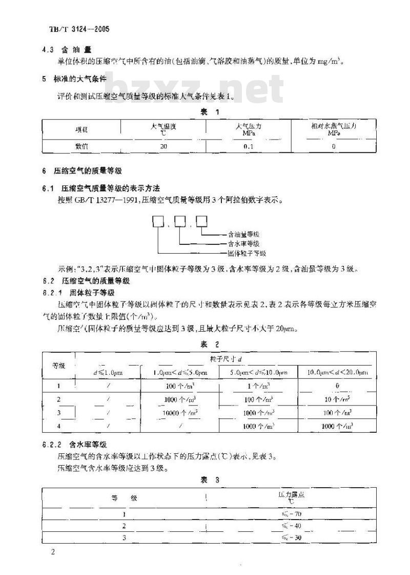 TB/T 3124-2005 机车车辆制动用压缩空气质量等级及测量方法