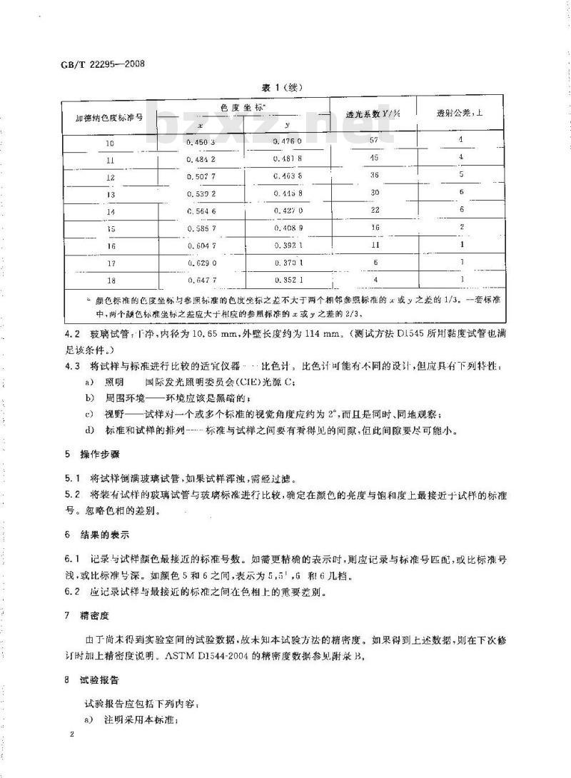 GB/T 22295-2008 透明液体颜色测定方法(加德纳色度)