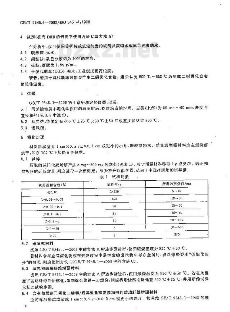GB/T 9345.4-2008 塑料 灰分的测定 第4部分：聚酰胺