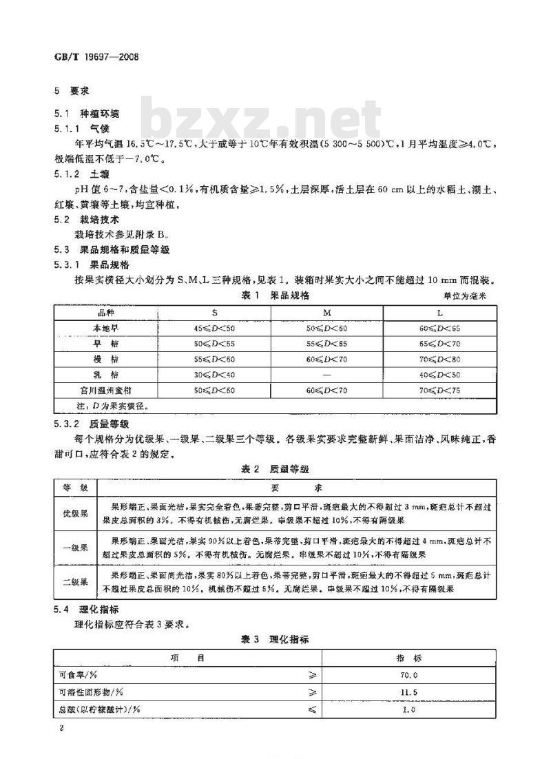 GB/T 19697-2008 地理标志产品 黄岩蜜桔