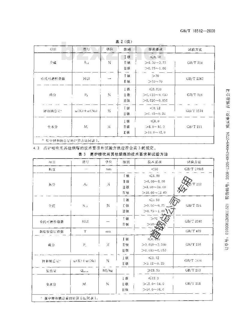 GB/T 18512-2008 高炉喷吹用煤技术条件