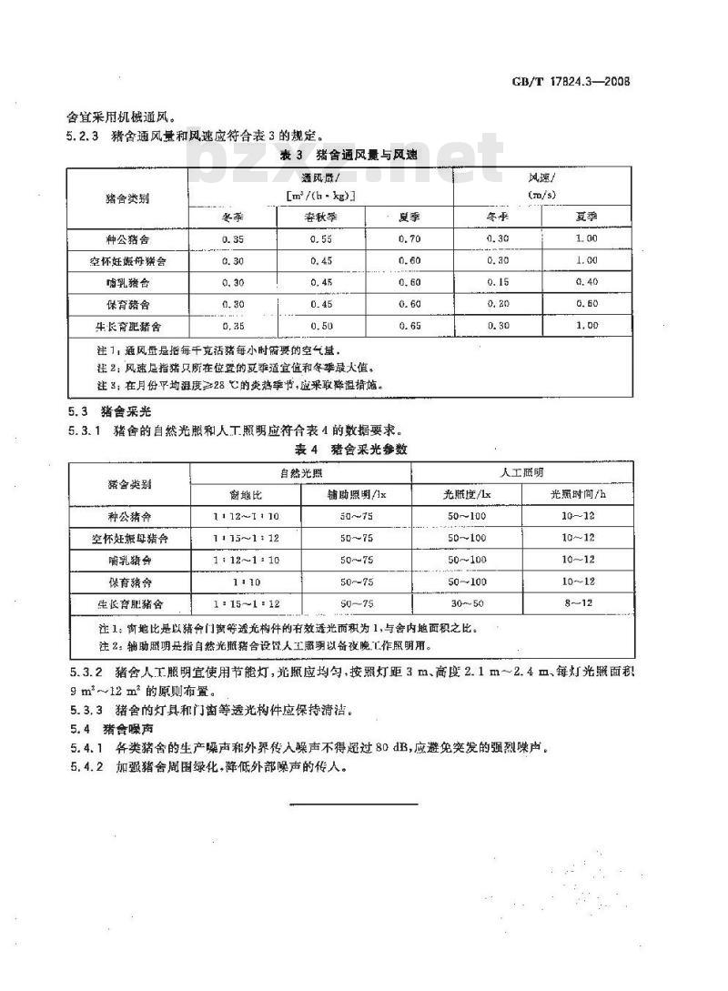 GB/T 17824.3-2008 规模猪场环境参数及环境管理