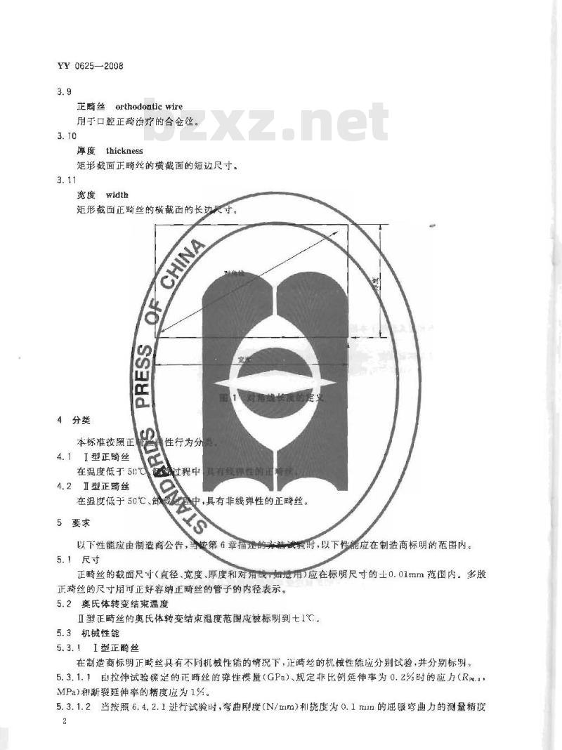 YY 0625-2008 牙科学 正畸产品：正畸丝