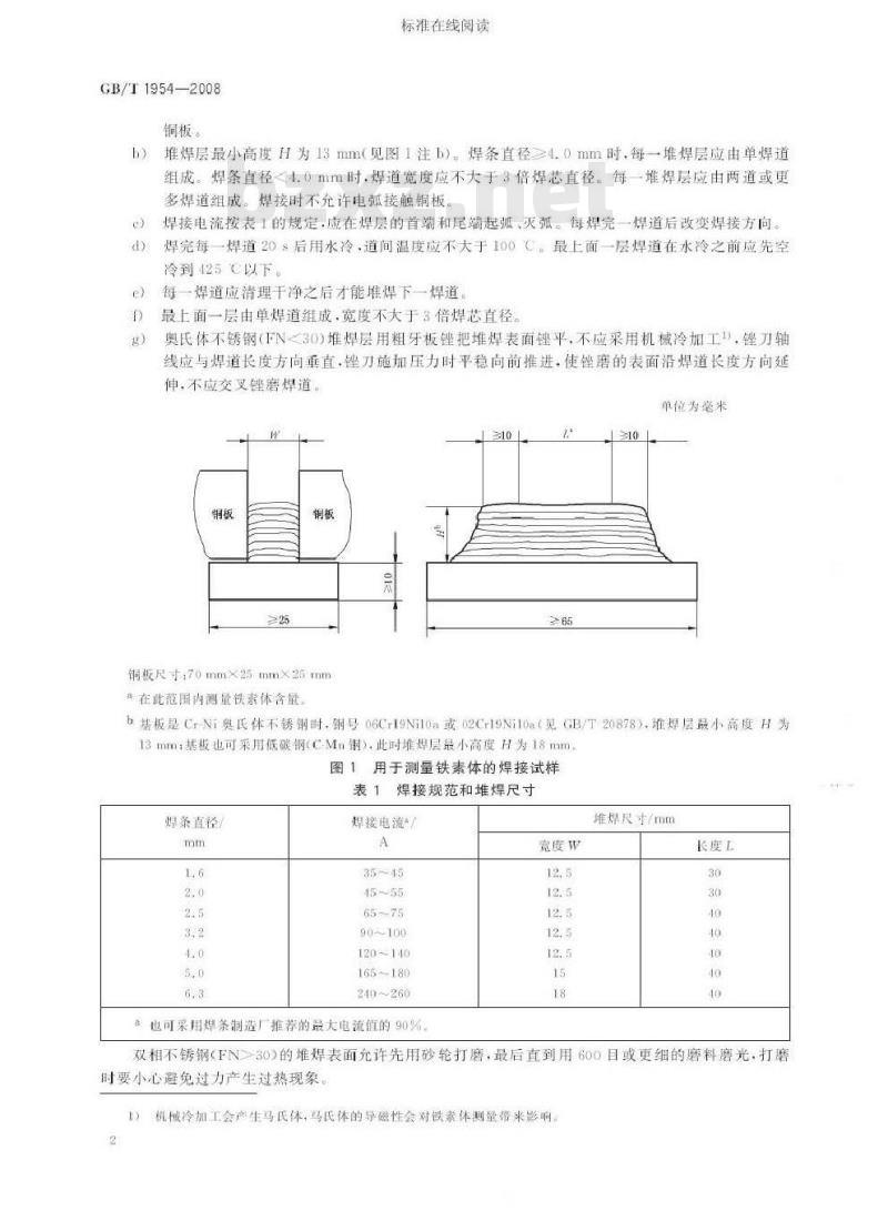 GB/T 1954-2008 铬镍奥氏体不锈钢焊缝铁素体含量测量方法