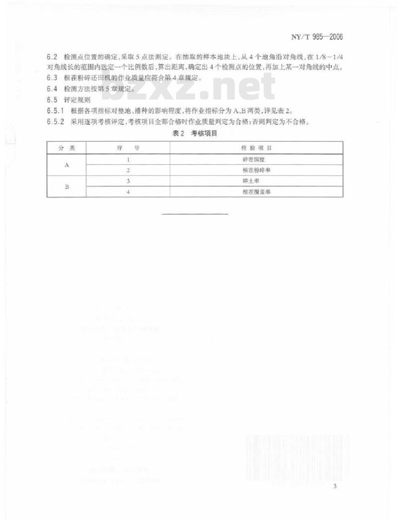 NY/T 985-2006 根茬粉碎还田机 作业质量