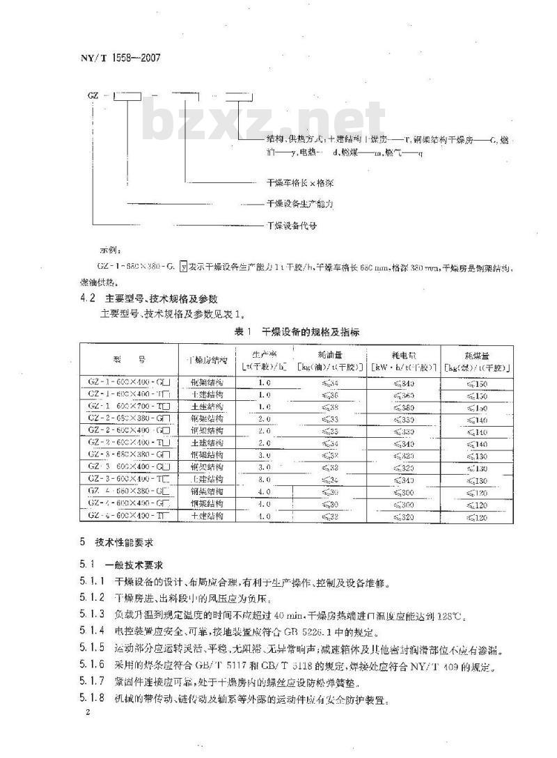NY/T 1558-2007 天然橡胶初加工机械 干燥设备