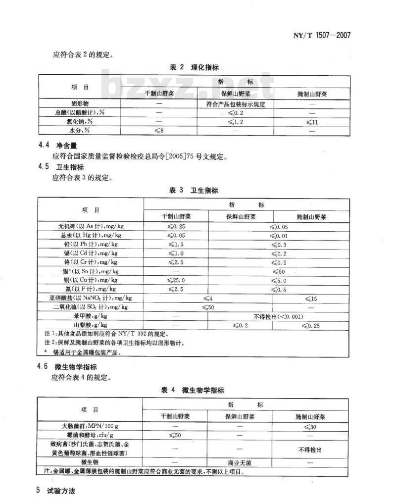 NY/T 1507-2007 绿色食品 山野菜