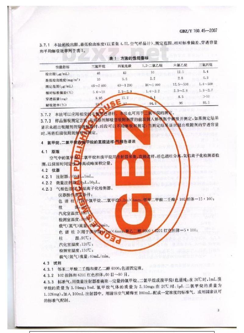 GBZ/T 160.45-2007 工作场所空气有毒物质测定 卤代烷烃类化合物