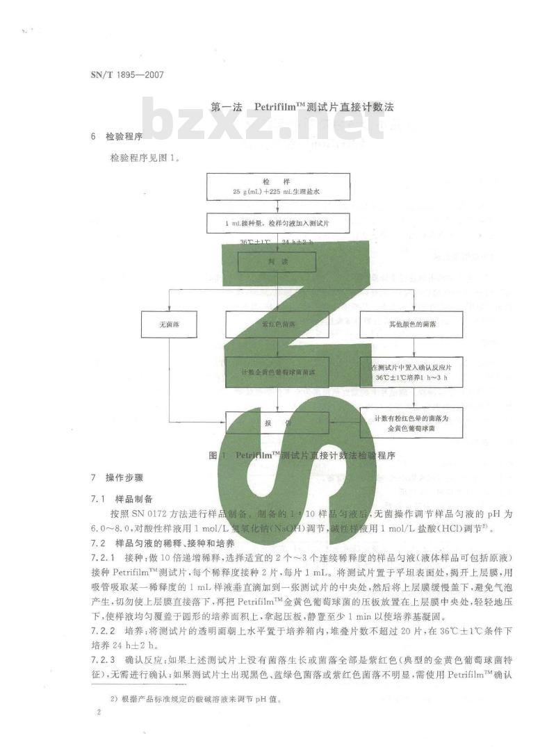 SN/T 1895-2007 食品中金黄色葡萄球菌的快速计数法 PetrifilmTM测试片法