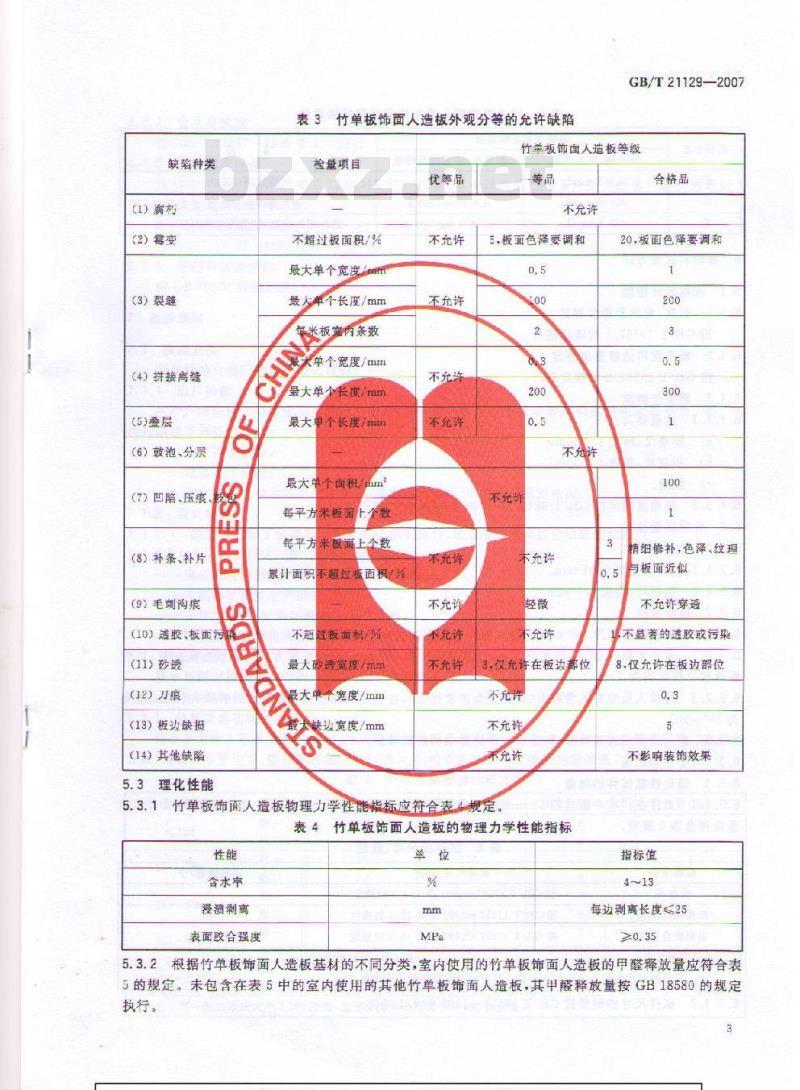GB/T 21129-2007 竹单板饰面人造板