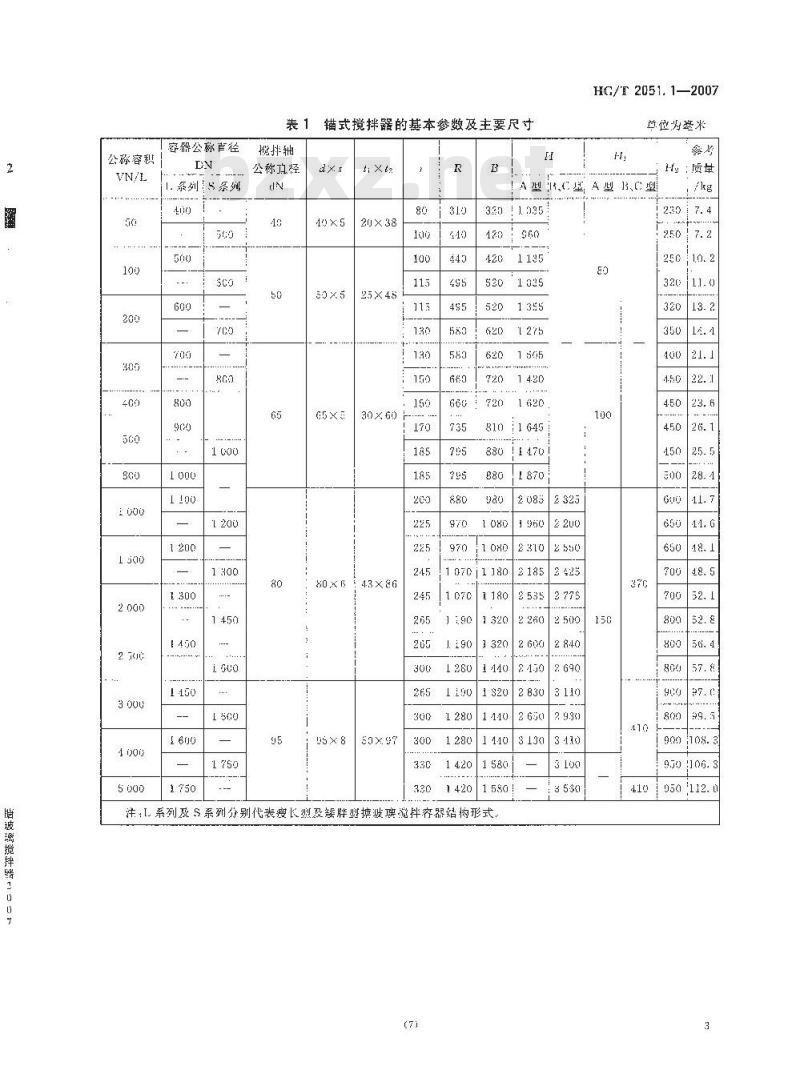HG/T 2051.1-2007 搪玻璃搅拌器 锚式搅拌器