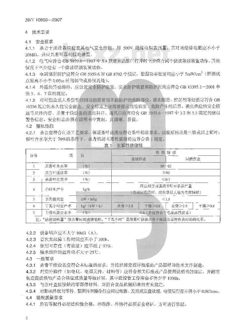 JB/T 10809-2007 茶叶微波杀青干燥设备