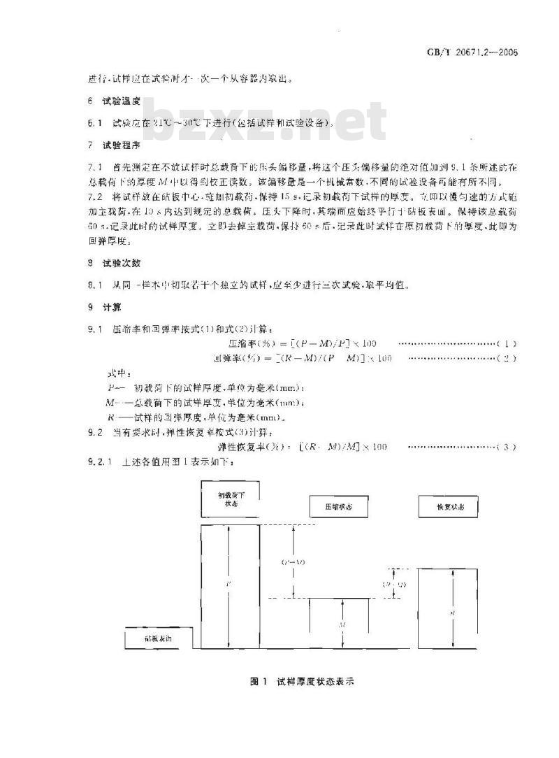 GB/T 20671.2-2006 非金属垫片材料分类体系及试验方法 第2部分: 垫片材料压缩率回弹率试验方法