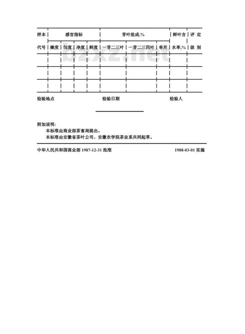 ZB B 35001-1988 炒青绿茶 鲜叶