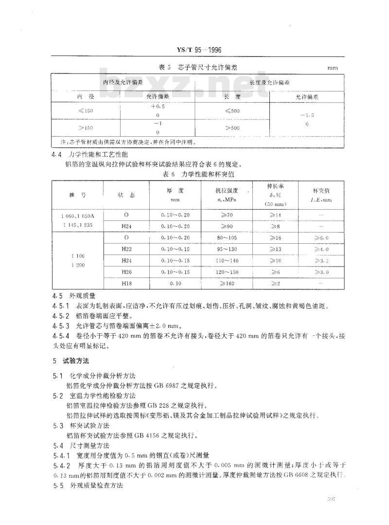 YS/T 95-1996 空调器散热片用铝箔