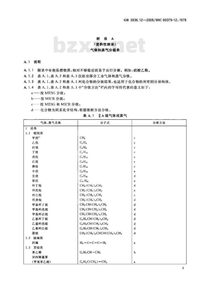 GB 3836.12-2008 爆炸性环境 第12部分：气体或蒸气混合物按照其最大试验安全间隙和最小点燃电流的分级