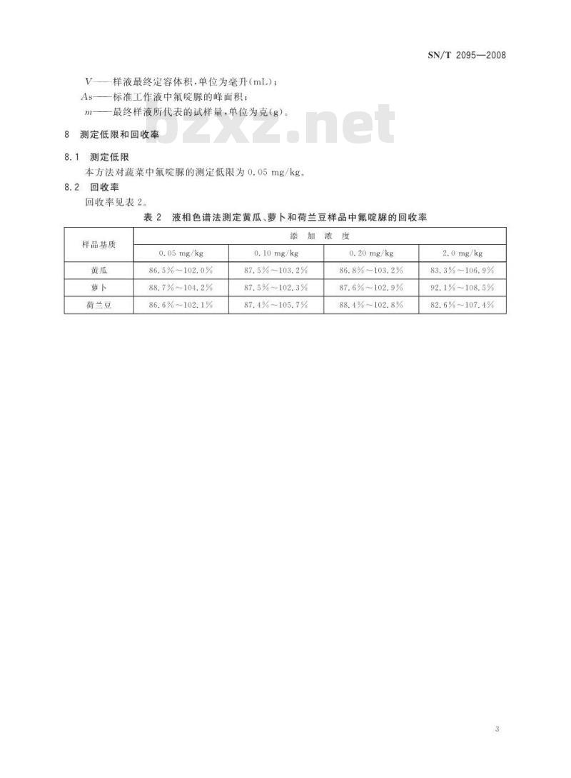 SN/T 2095-2008 进出口疏荣中氟啶脲残留量检测方法 高效液相色谱法