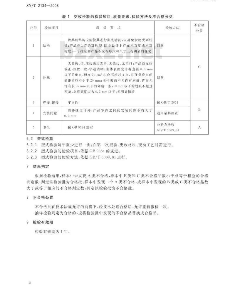SN/T 2134-2008 进出口不锈钢炊具检验规程