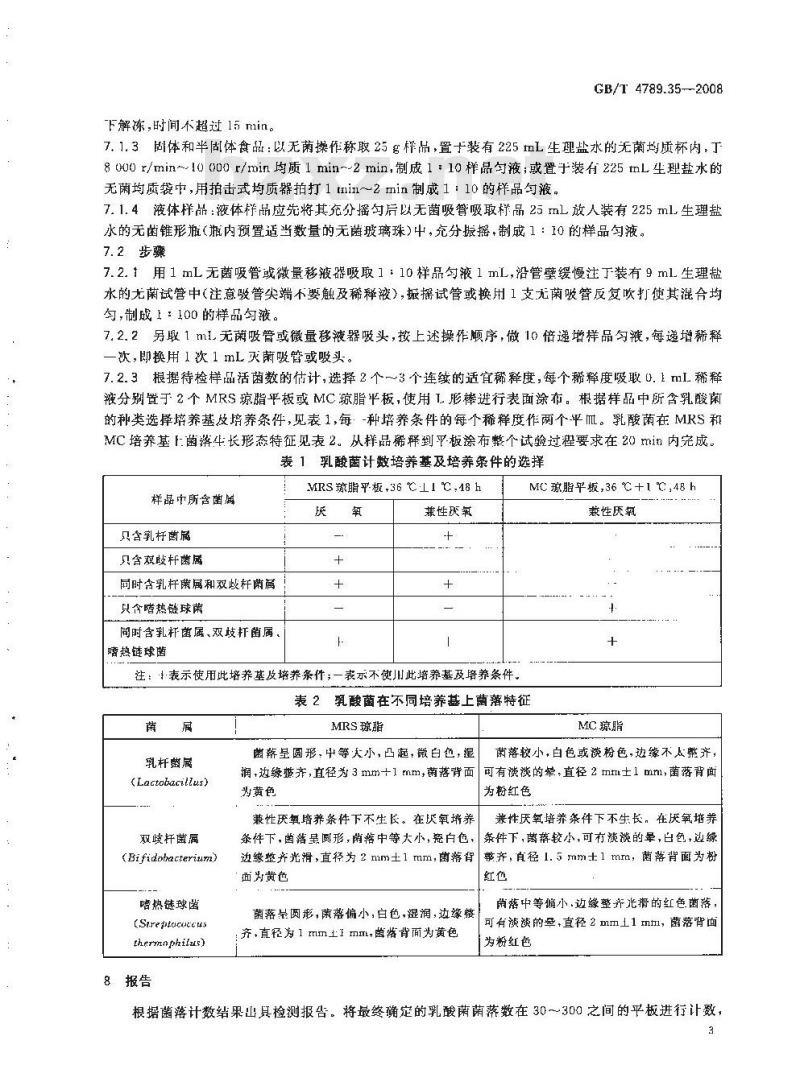 GB/T 4789.35-2008 食品卫生微生物学检验 食品中乳酸菌检验