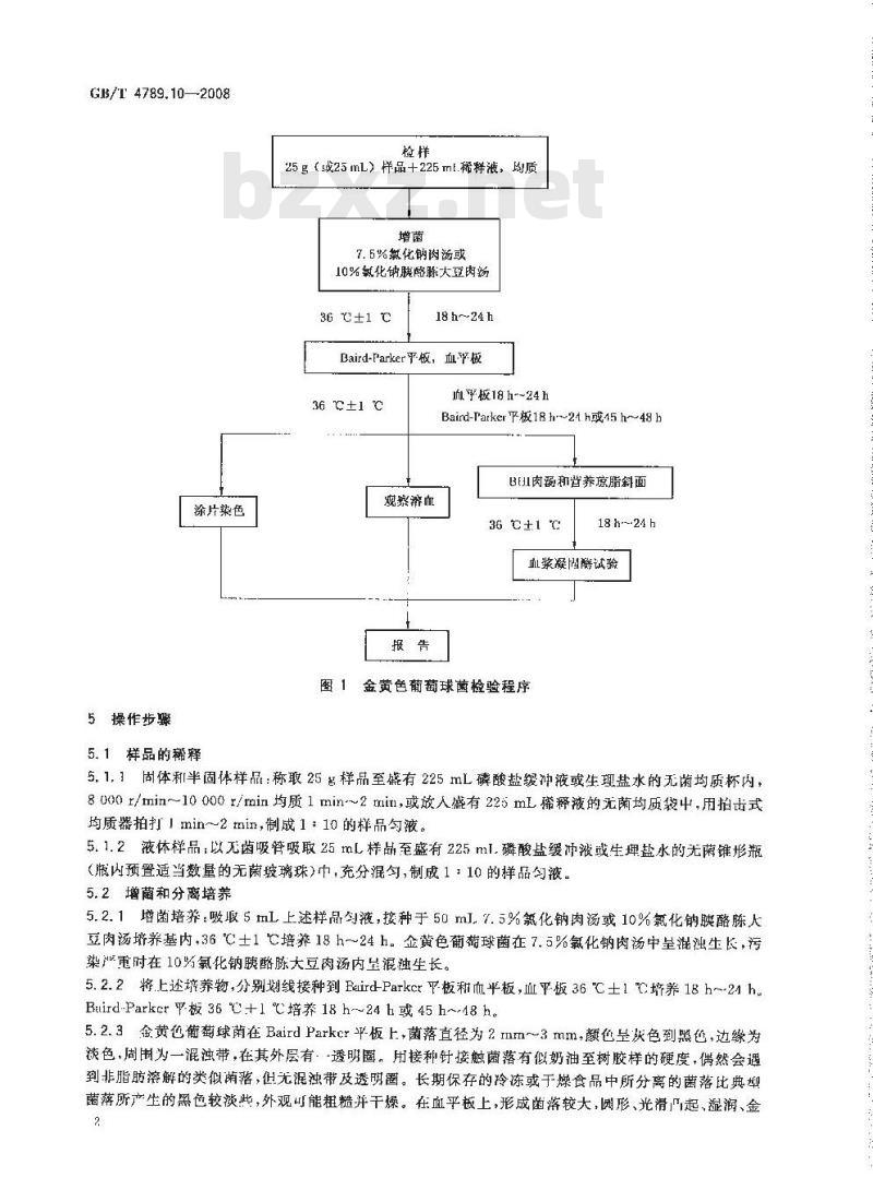 GB/T 4789.10-2008 食品卫生微生物学检验 金黄色葡萄球菌检验