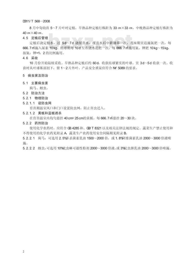 DB11/T 568-2008 无公害蔬菜 结球红菊苣露地生产技术规程