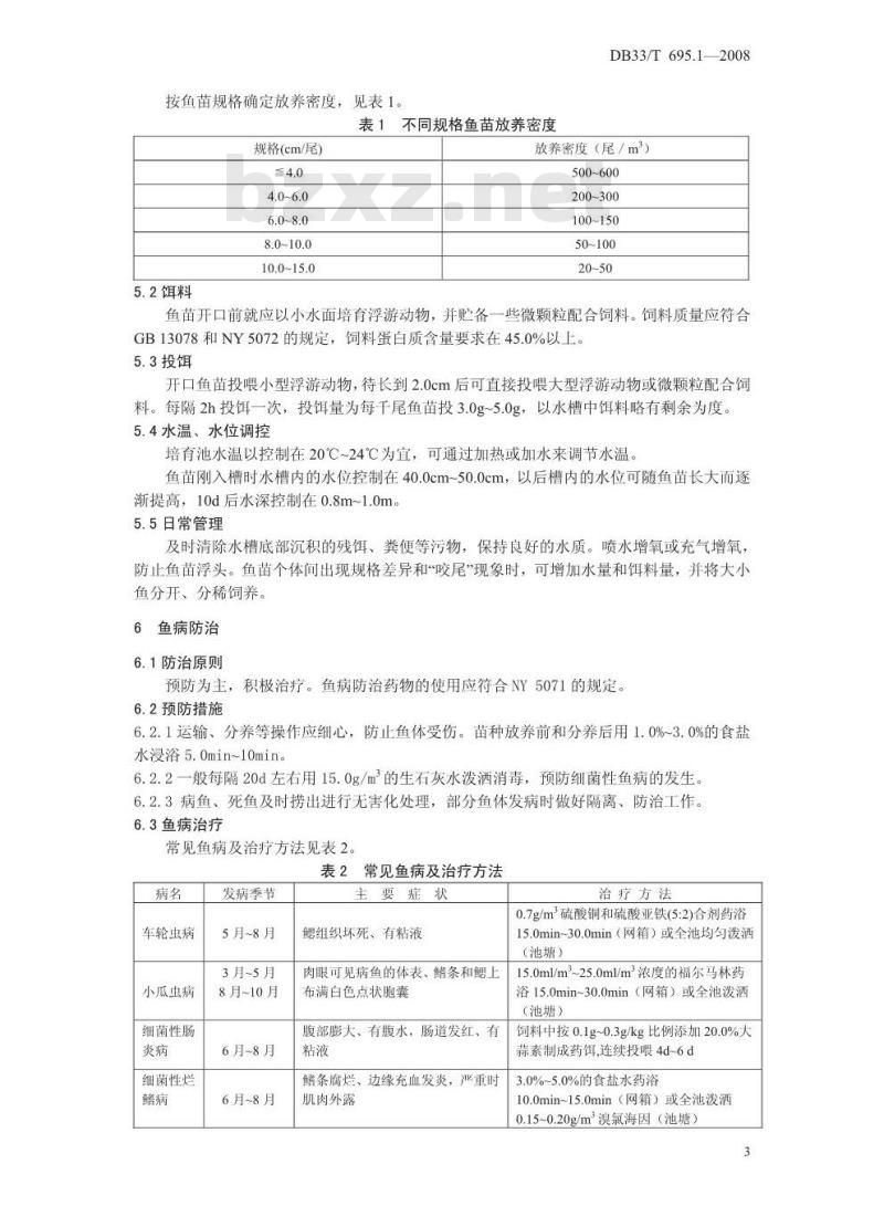 DB33/T 695.1-2008 无公害匙吻鲟 第1部分：苗种生产技术规范
