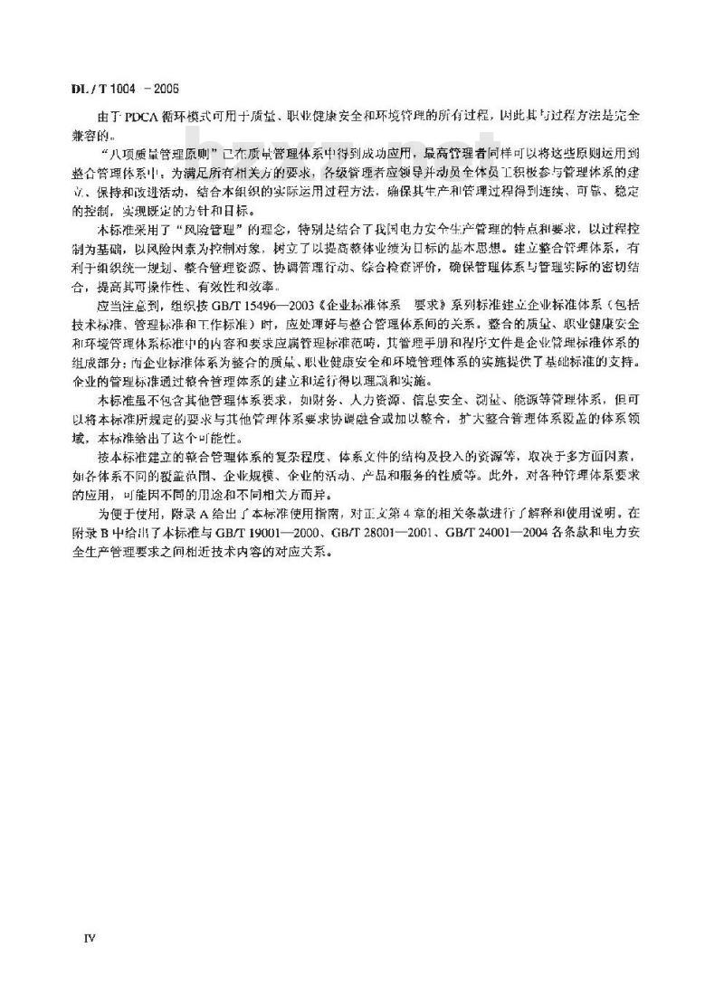DL/T 1004-2006 质量、职业健康安全和环境整合管理体系规范及使用指南