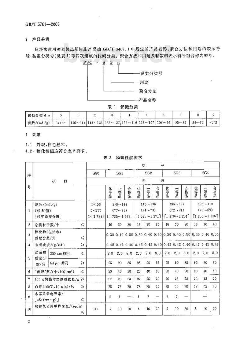 GB/T 5761-2006 悬浮法通用聚氯乙烯树脂