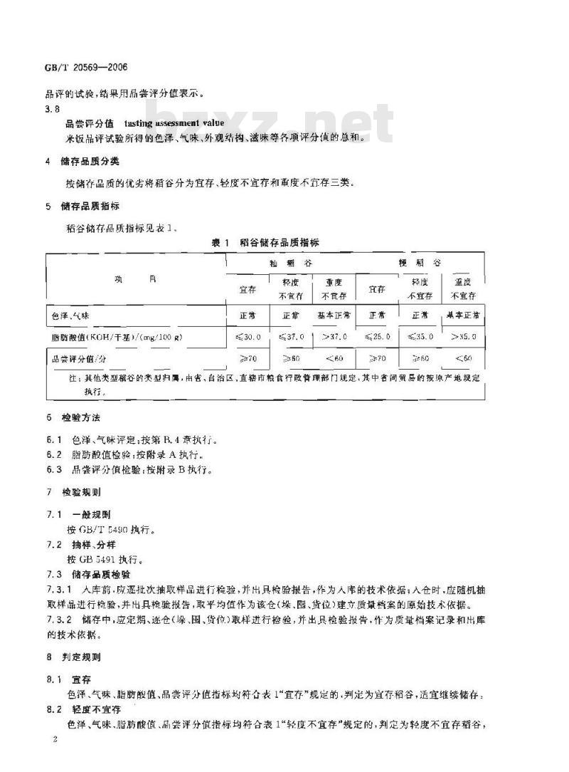 GB/T 20569-2006 稻谷储存品质判定规则