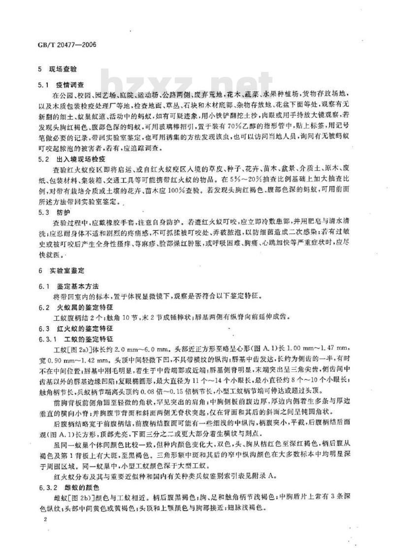 GB/T 20477-2006 红火蚁检疫鉴定方法