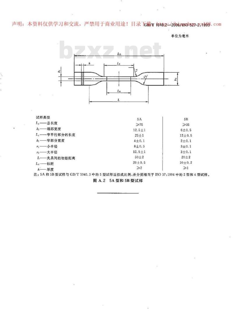 GB/T 1040.2-2006 塑料 拉伸性能的测定 第2部分：模塑和挤塑塑料的试验条件