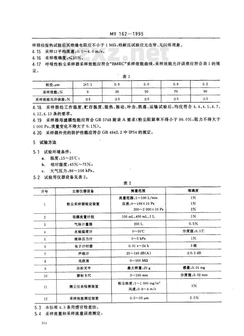 MT 162-1995 粉尘采样器通用技术条件