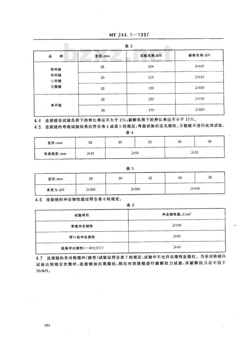 MT 244.1-1997 煤矿窄轨车辆连接件 连接链