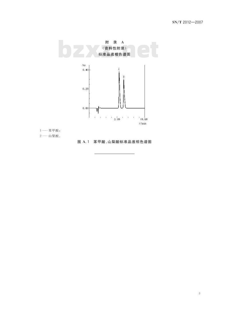 SN/T 2012-2007 进出口食醋中苯甲酸、山梨酸检测方法 液相色谱法