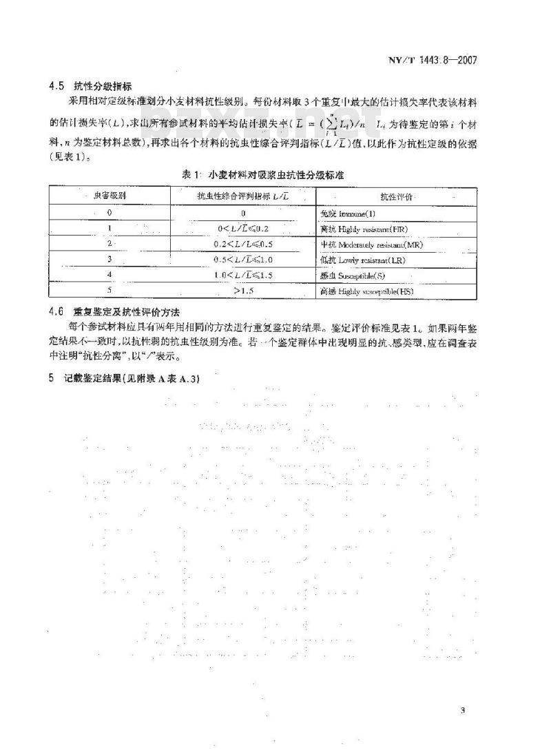 NY/T 1443.8-2007 小麦抗病虫性评价技术规范 第8部分:小麦抗吸浆虫评价技术规范
