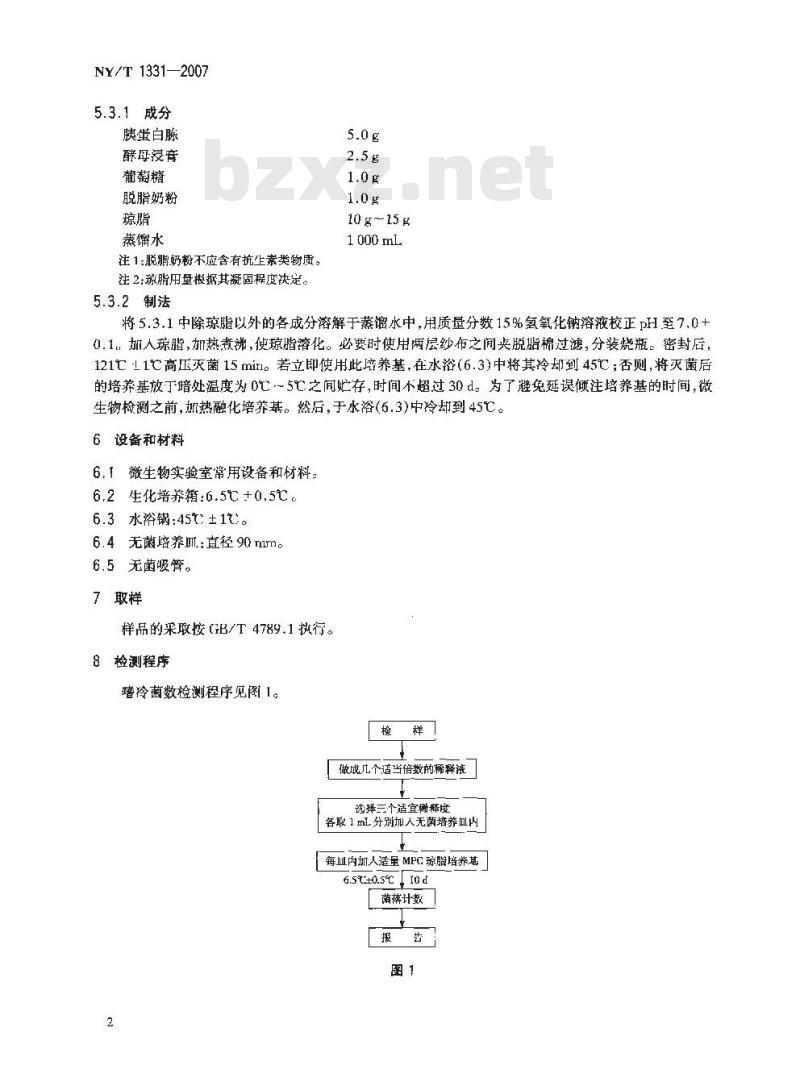 NY/T 1331-2007 乳与乳制品中嗜冷菌、需氧芽孢及嗜热需氧芽孢数的测定