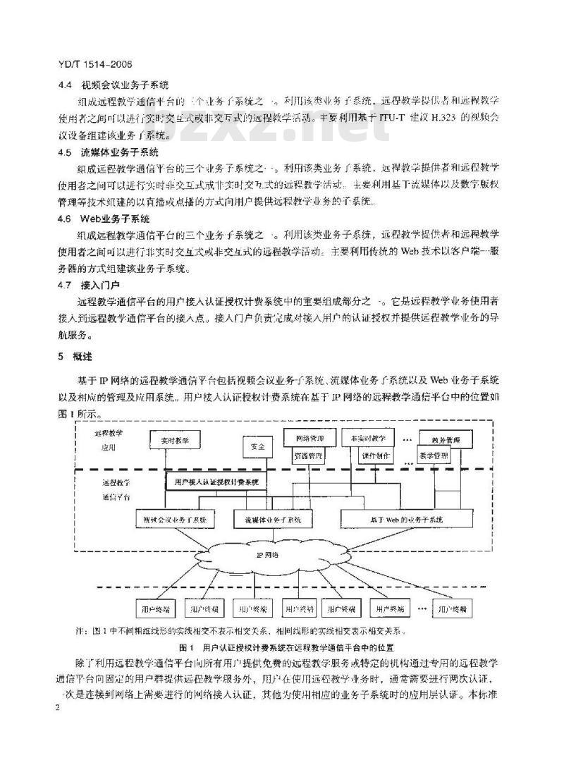 YD/T 1514-2006 远程教学通信平台 用户接入认证授权计费系统技术要求