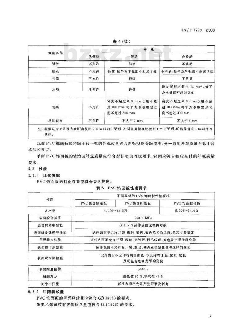 LY/T 1279-2008 聚氯乙烯薄膜饰面人造板